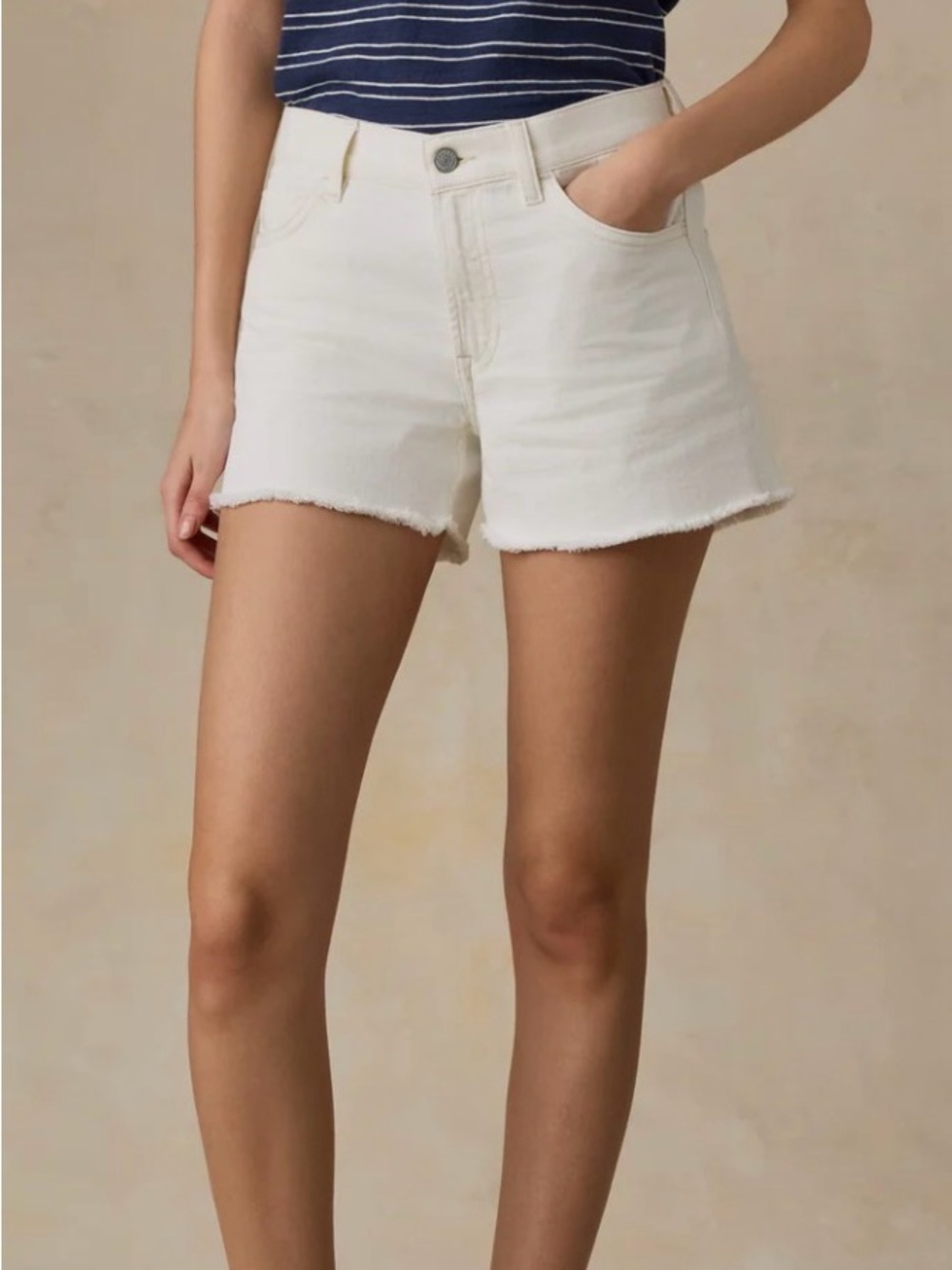 Faherty White Frayed Hem Denim Shorts